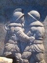 Римский рельеф, изображающий  бой гладиаторов.