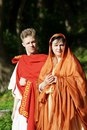 Молодожены на обряде римской свадьбы, античный