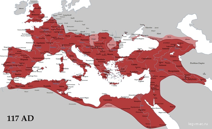 Римская империя в 117 году.
