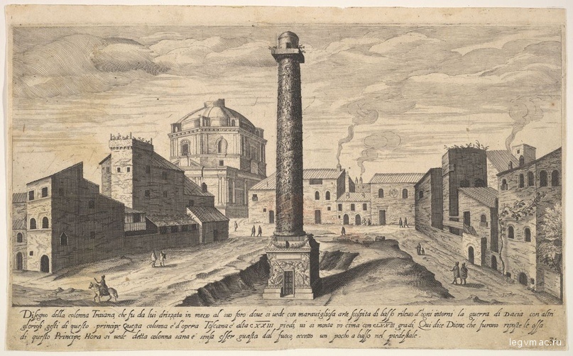 Колонна Траяна в начале XVII века.