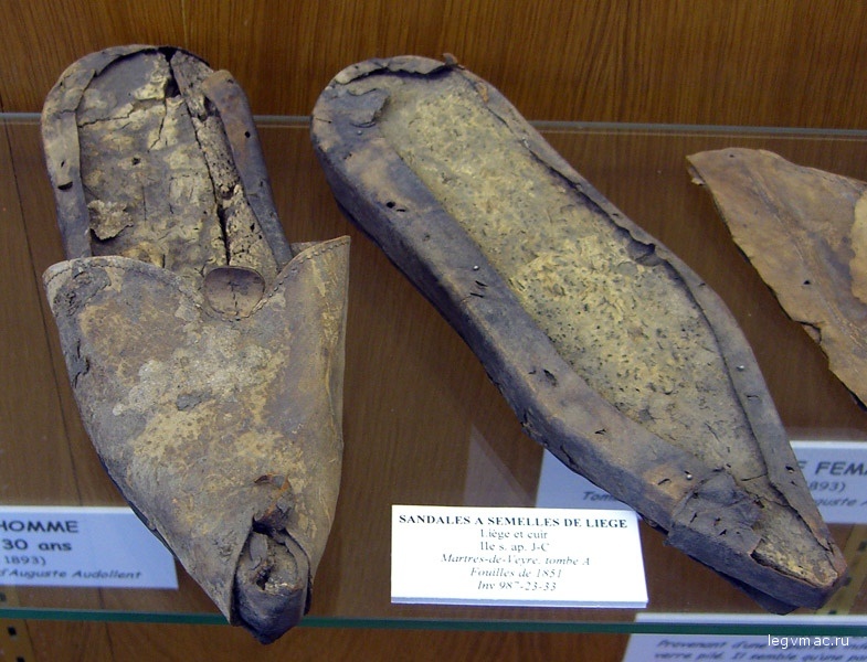 2nd century shoes and slippers found at Martres-de-Veyre in 1893.