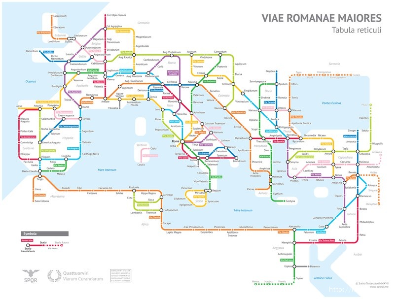 Римские дороги в виде карты метро