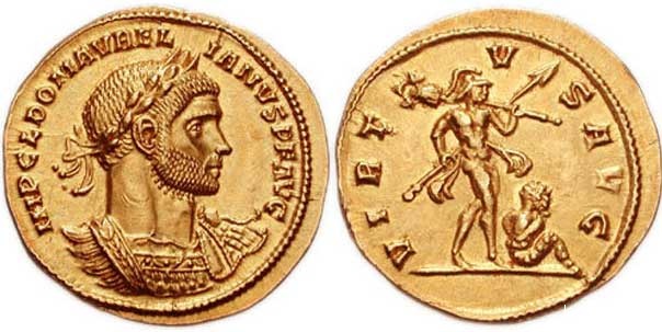 Ауреус Аврелиана. 270-275 гг. Золотая монета 21мм, 4.70 грамм