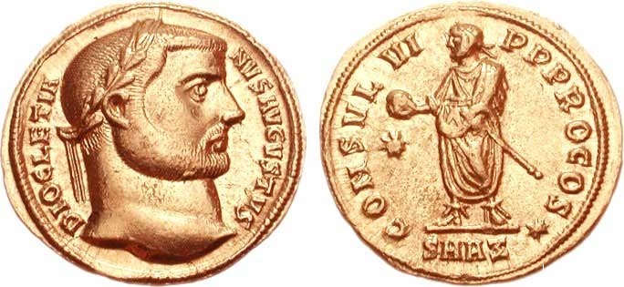 Ауреус Диоклетиана. 284-305 гг, 5.30 грамм