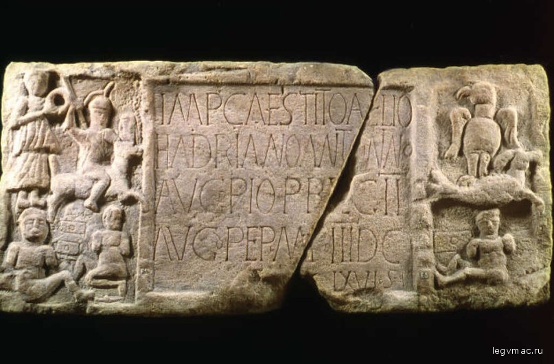 The Summerston distance slab from the western end of the Roman Antonine Wall in Scotland was once brightly painted in warning reds, yellow and white.
Credit: Hunterian Museum/University of Glasgow