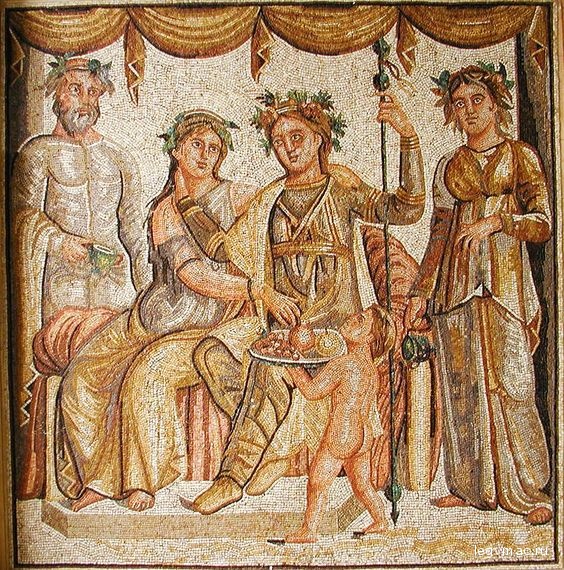 MAGNIFICENT ROMAN MOSAIC REPRESENTING THE WEDDING OF ARIADNE. 2nd century AD.