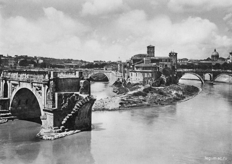 Сломанный мост в Риме. Фото 1850г