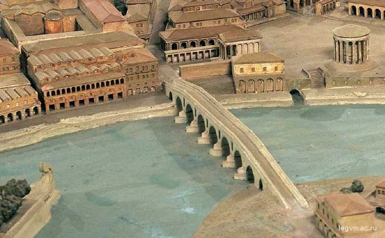 Макет восстановленного моста, представленный в Музее Рима в Трастевере