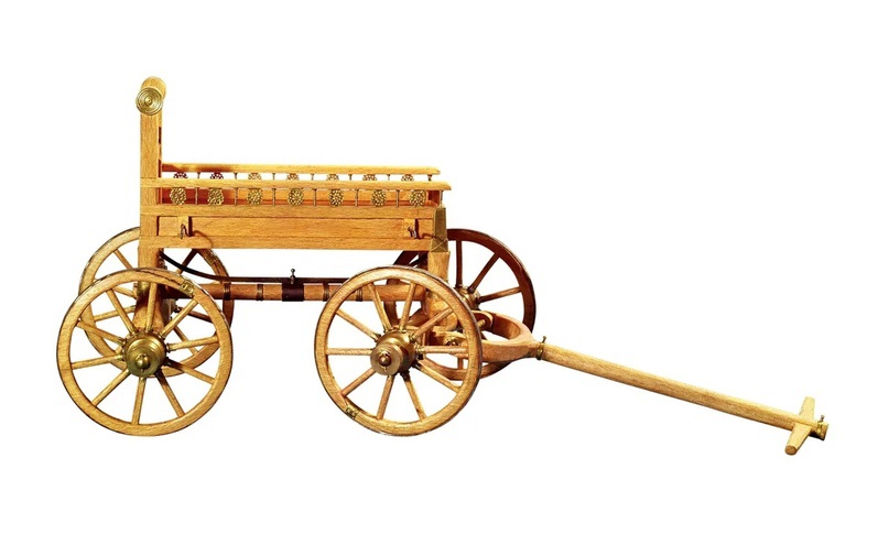 This is a reconstruction of the funeral carriage on which the body in the Vix burial was laid. Its four-wheeled design is a Hallstatt trait. The La Te?ne civilization, just emerging, preferred two-wheeled models.
PHOTOGRAPH BY AGE FOTOSTOCK