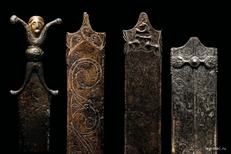 These iron and bronze scabbards were found in Switzerland, the product of the Celtic civilization known as La Te?ne. Emerging in the fifth-century b.c., aspects of the La Te?ne culture spread to western Europe and are closely associated with modern notions of Celtic patterns and style.
PHOTOGRAPH BY BERTHOLD STEINHILBER/LAIF/CORDON PRESS