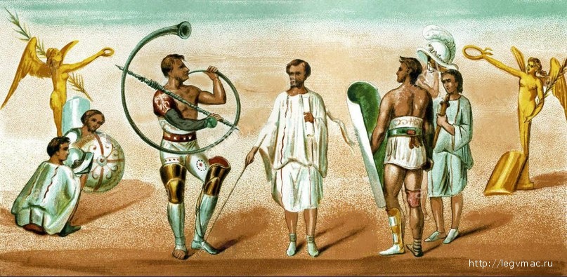 Фреска из Помпей, показывающая гладиаторов,