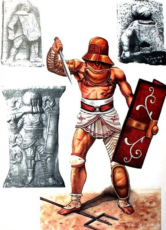 Древнеримские изображения гладиатора - провокатора и реконструкция.