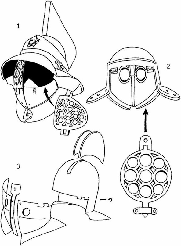 Конструкция гладиаторских шлемов типов
