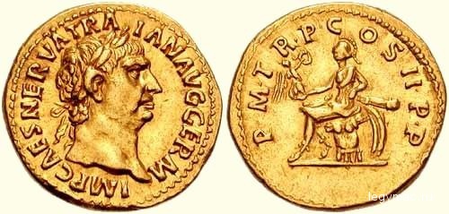 Ауерус с императором Траяном

IMP.CAES.NERVA TRAIAN AVG. GERM./ P.M.TR.P.COS.II P.P.