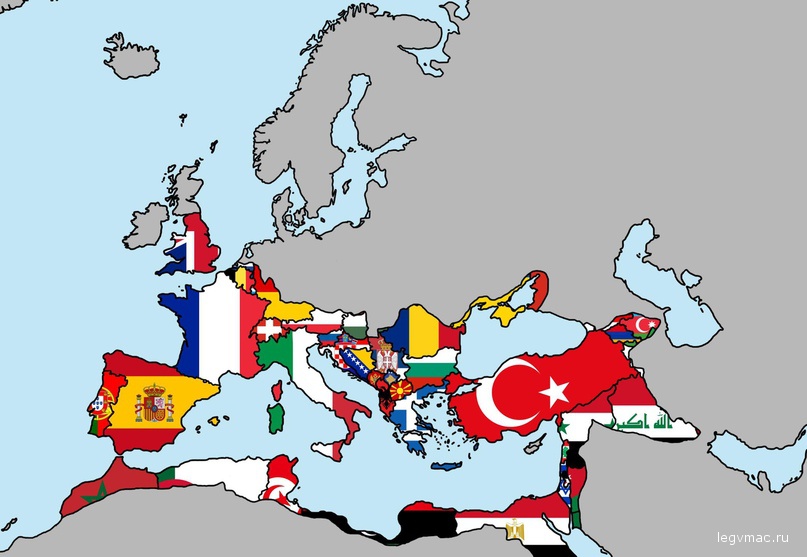 Римская империя в период ее расцвета на современной карте мира