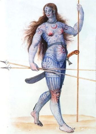 Женщина пиктов.<br>Художник: Джон Уайт. 1585-1593