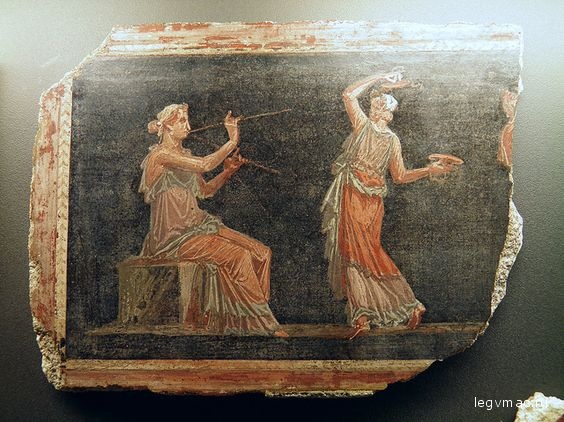 Frament of Fresco from the Theatre at Herculaneum, Pompejanum, idealized replica of a Roman villa, Aschaffenburg, Germany |