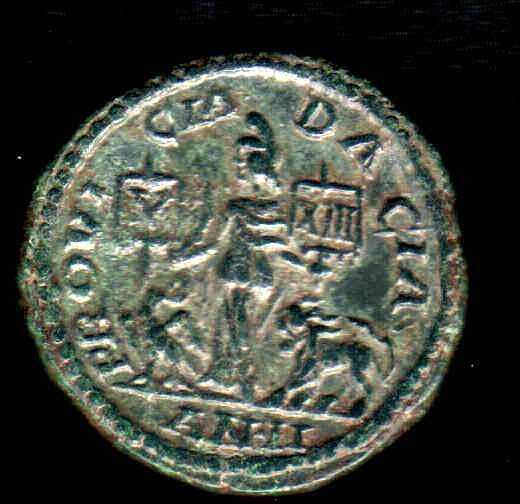 Монета с изображением легионных символов - орла Legio V Macedonica и льва XIII Gemina легиона